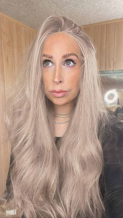 Platinum Blonde Hand-Tied Lace Top Wig