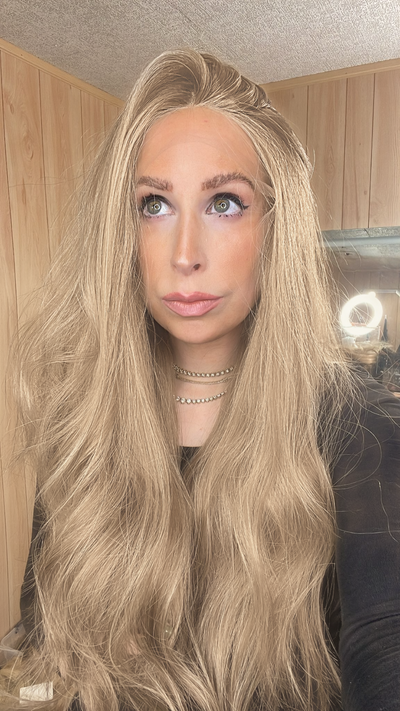 Natural Blonde Hand-Tied Lace Top Wig