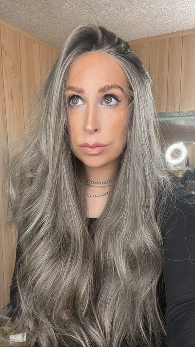 Platinum Blonde Hand-Tied Lace Top Wig