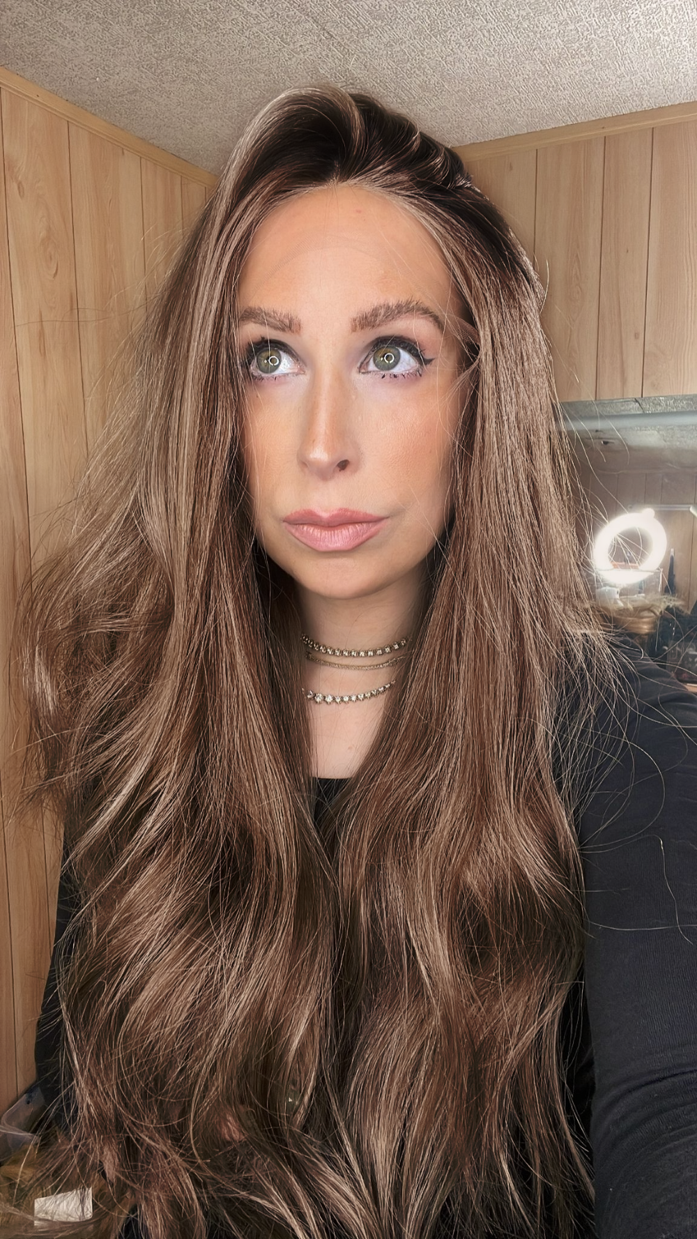 Light Brunette Hand-Tied Lace Top Wig